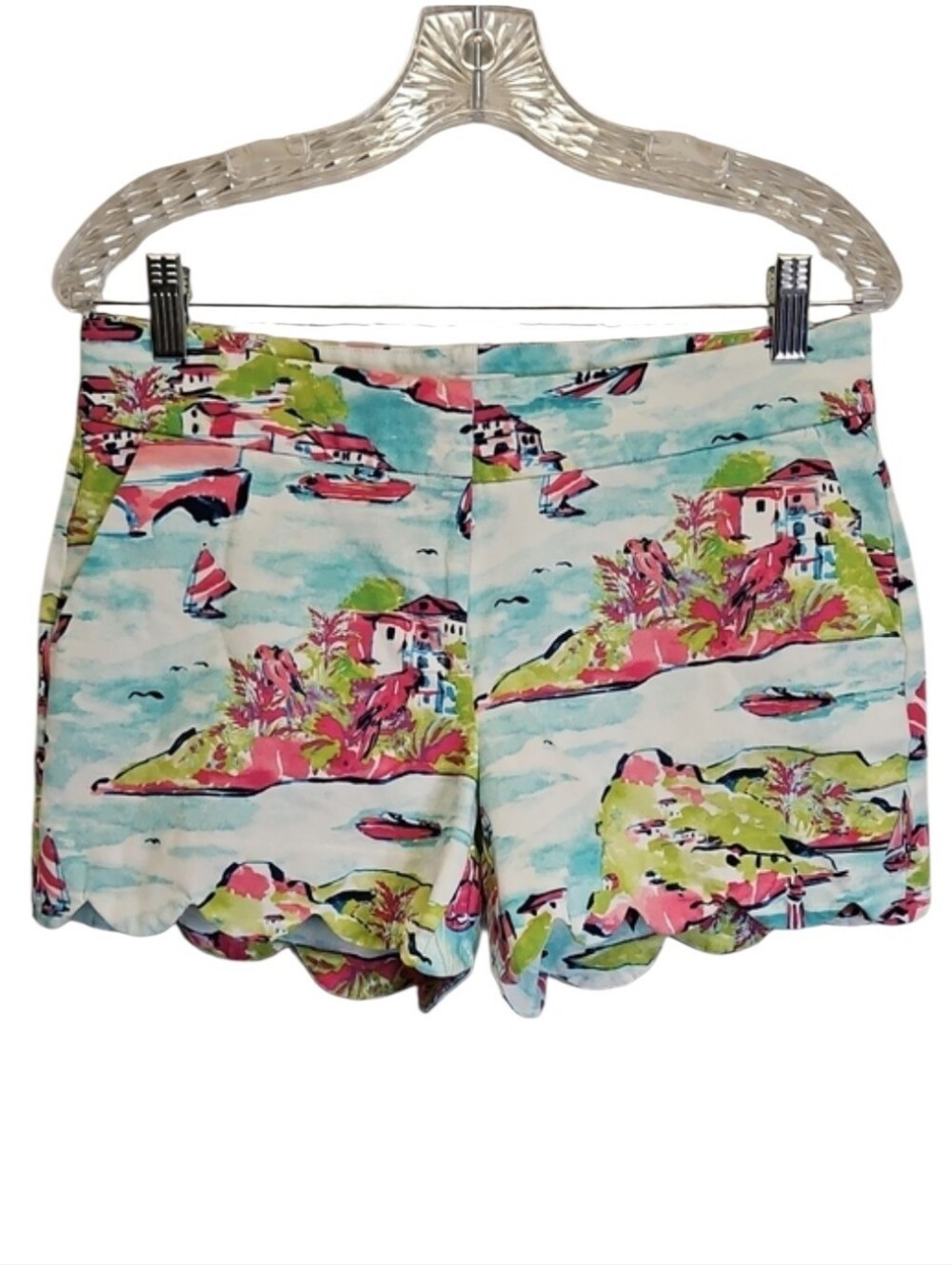 Crown & Ivy Scallop Hem Tropical Print Shorts - Size 6